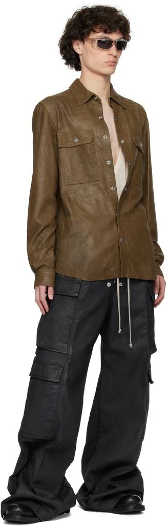 Rick Owens Khaki Porterville Outershirt Leather Jacket 4