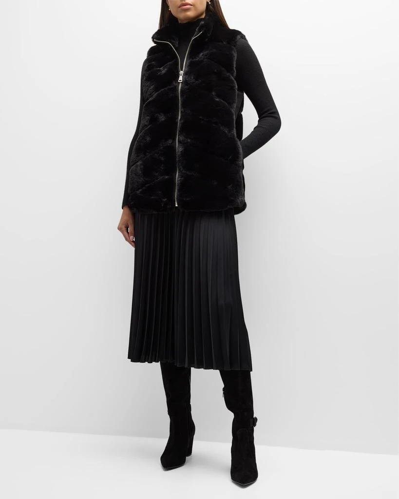 La Fiorentina Chevron Faux Mink Fur Vest 2