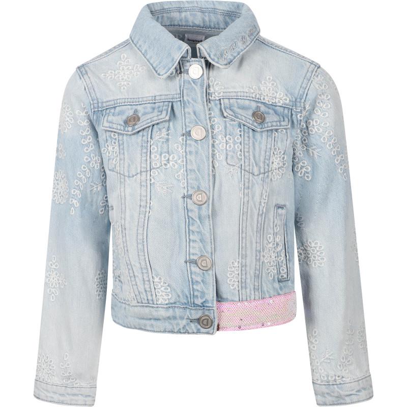 Desigual Floral denim jacket in light blue