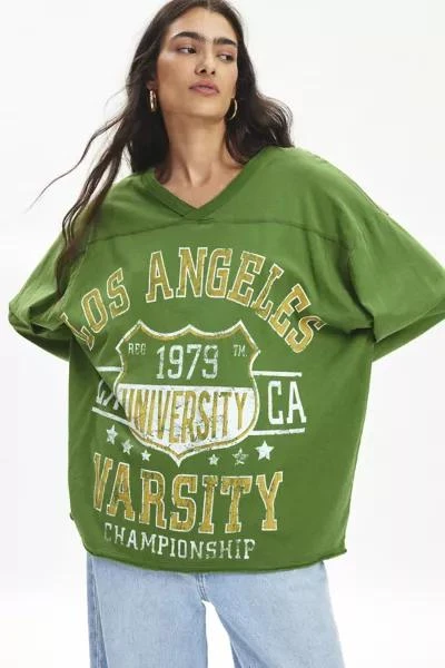 Urban Outfitters Varsity Vintage Graphic V-Neck Long Sleeve Tee 1