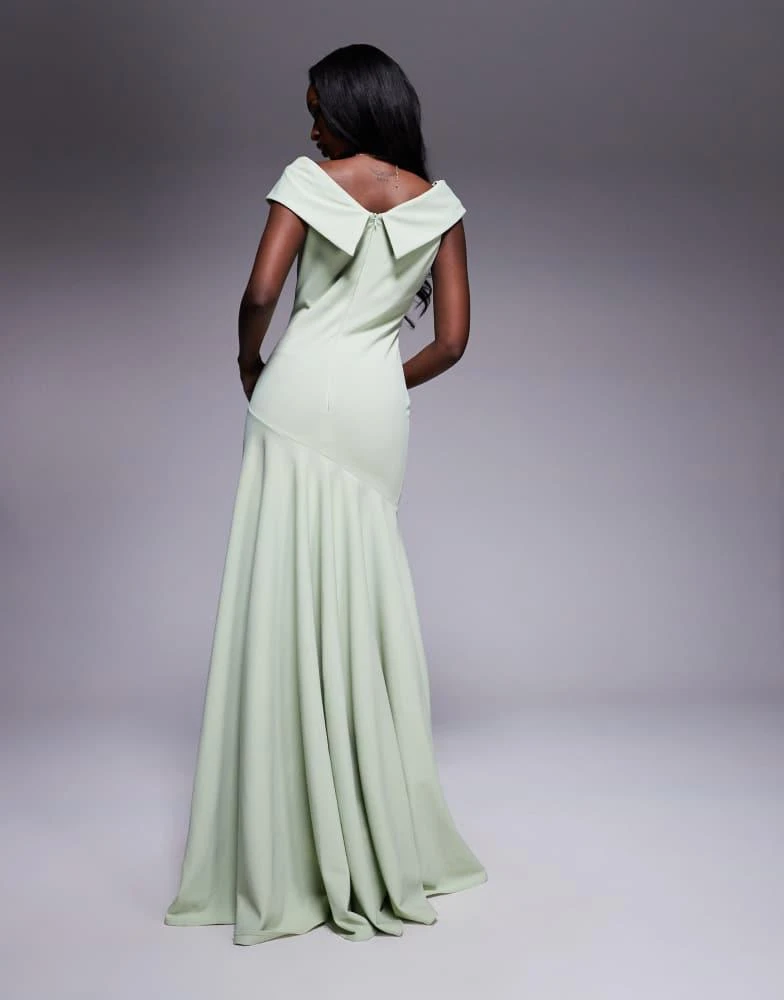 sage green crepe dress V Neck Plunge Crepe Bridesmaid Dress - Sage main image 0