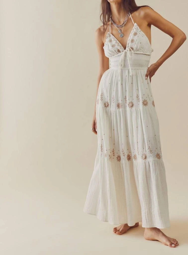 green emerald velvet dress Green Embroidered High-Low Maxi Dress main image 1