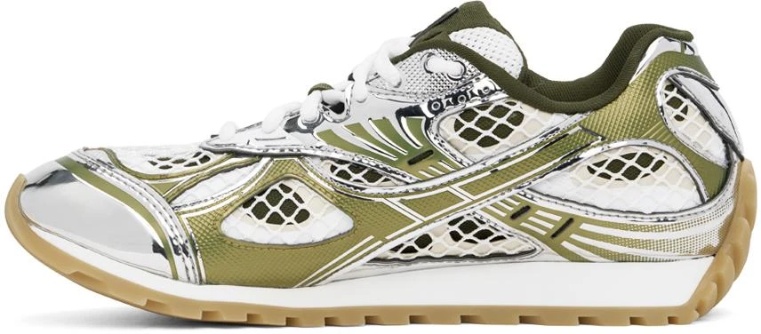 Bottega Veneta Silver & Green Orbit Sneakers 3