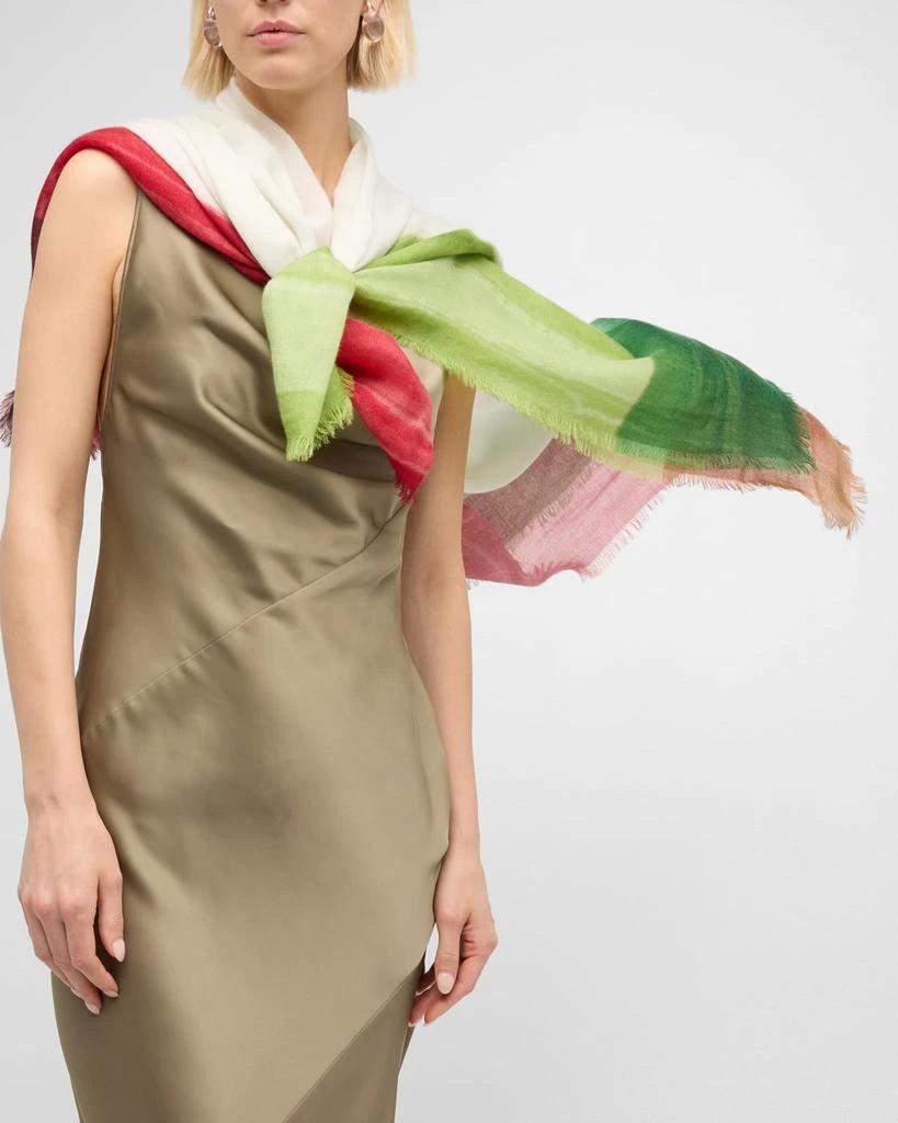 Franco Ferrari Multicolor Bordered Cashmere Scarf 2