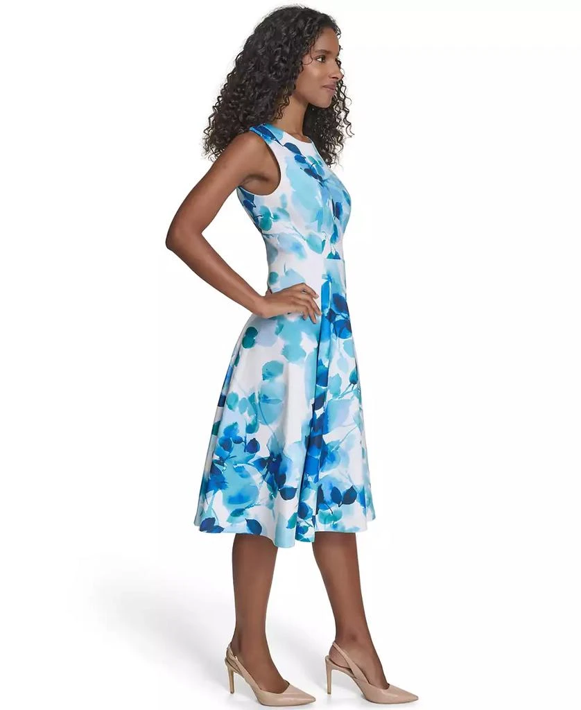 Calvin Klein Women's Sleeveless Crewneck Dress - Capri/White Multi - 6