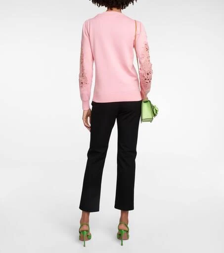 Oscar de la Renta Appliquéd cotton sweater 3