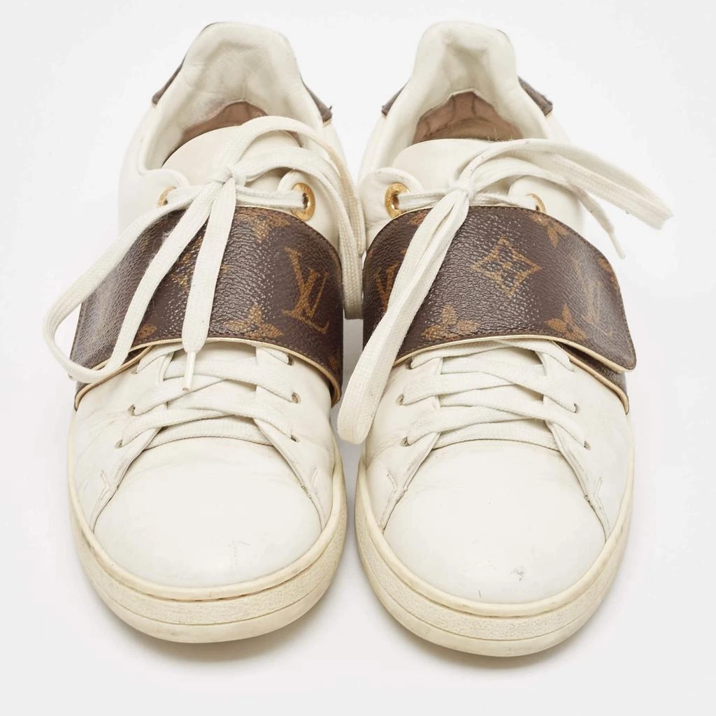 Louis Vuitton Louis Vuitton White/Brown Monogram Canvas and Leather Frontrow Sneakers Size 36 3