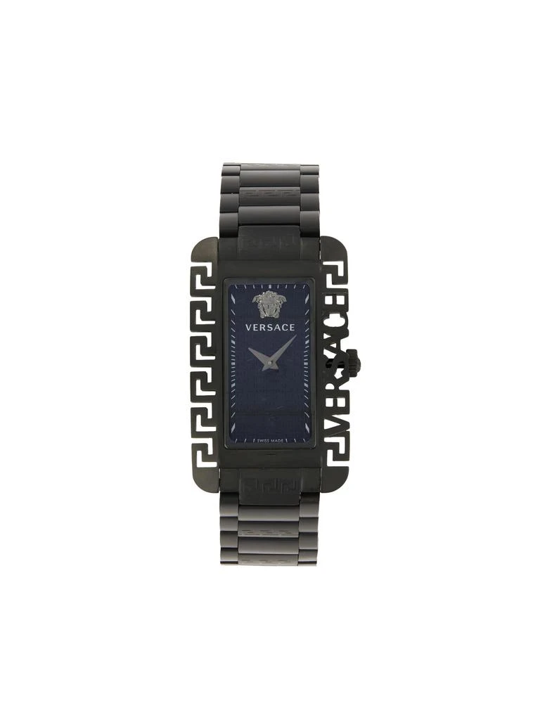 Versace Watch Bangle Silver / Black Stainless Steel Alfredo Versace Rectangular Black Dial Steel Bracelet Unisex  main image 4