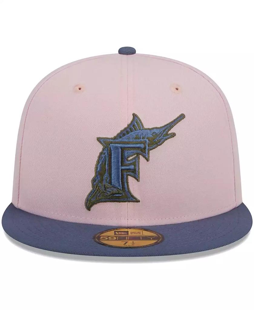 New Era Men's Pink, Blue Florida Marlins Cooperstown Collection Olive Undervisor 59FIFTY Fitted Hat