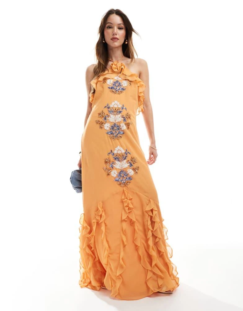chinese dress ladies Rat & Boa Rio orange ruffle maxi dress main image 1