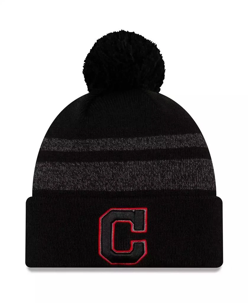 New Era Men's Black Cleveland Indians Dispatch Cuffed Knit Hat with Pom 1