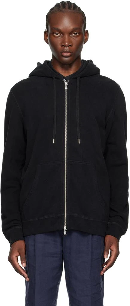 Sunspel Black Loopback Zip Hoodie 1
