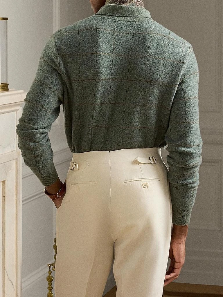 Ralph Lauren Plaid Cashmere-Wool Polo-Collar Sweater 7