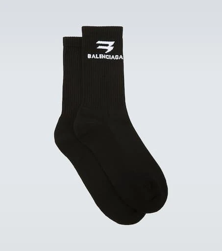 Balenciaga Logo ribbed-knit socks 1
