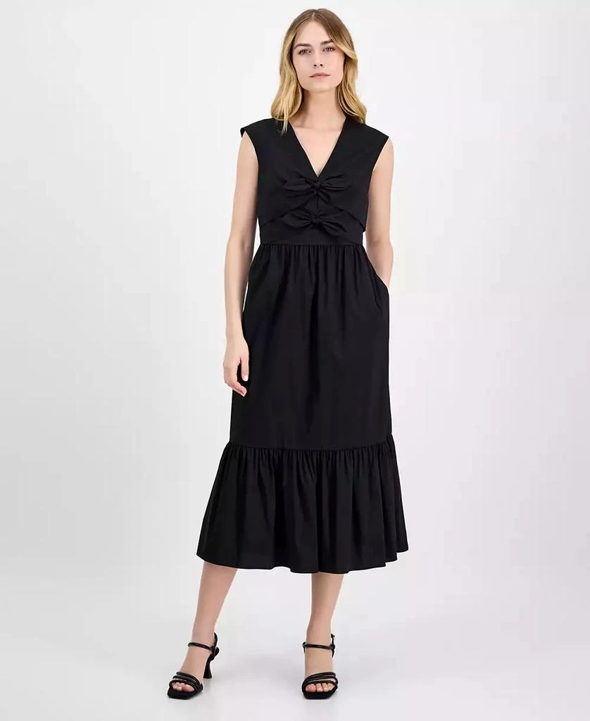 Anne Klein Women's Bow-Front Sleeveless Midi Dress 1
