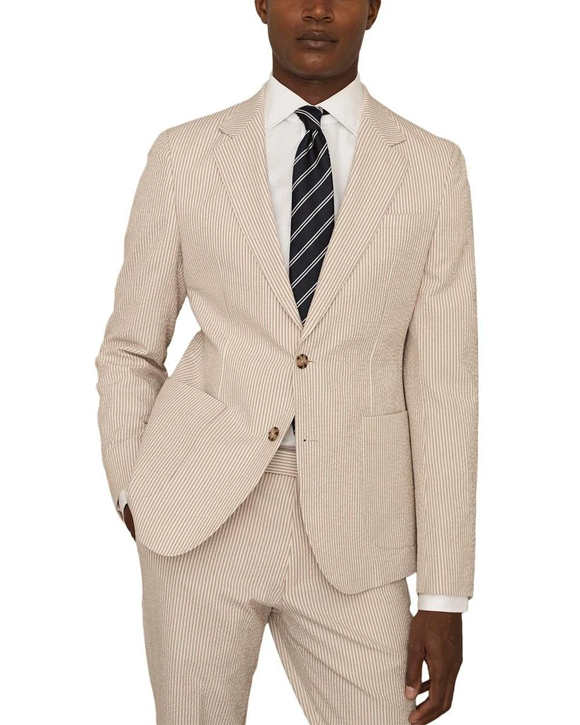 REISS Slim Fit Striped Seersucker Blazer 1