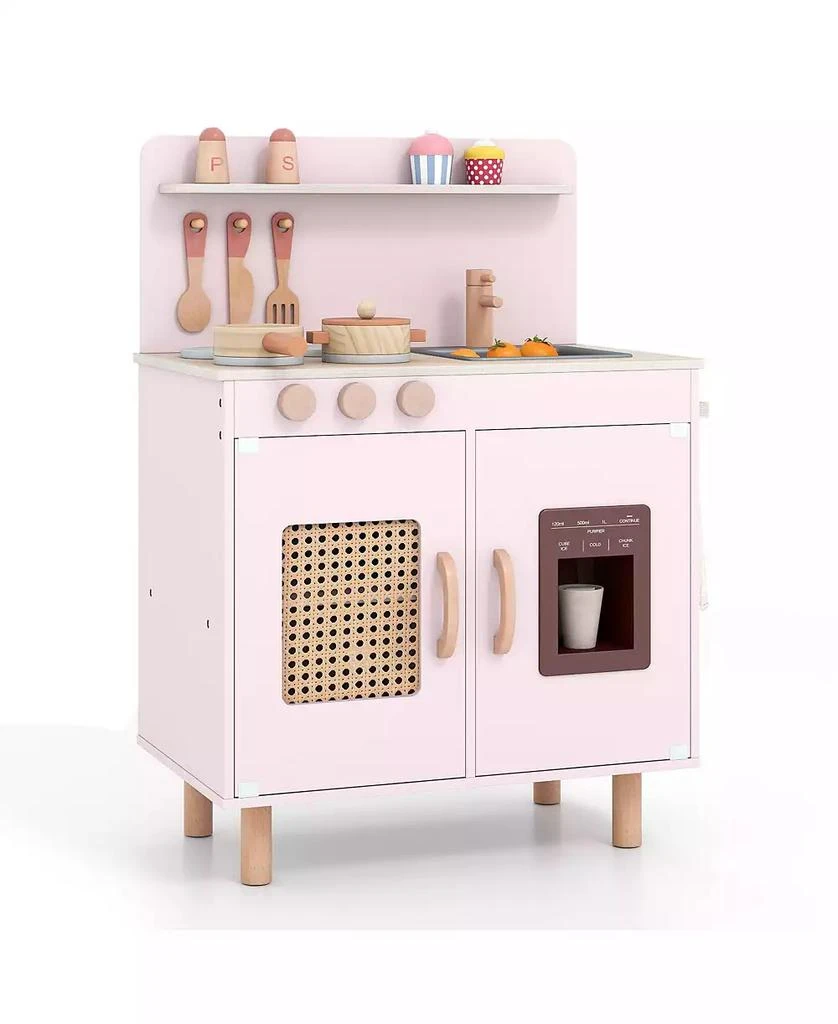 Mecale Wooden Pretend Kitchen Playset with Realistic Ice Maker, Fun Interactive Toy 10