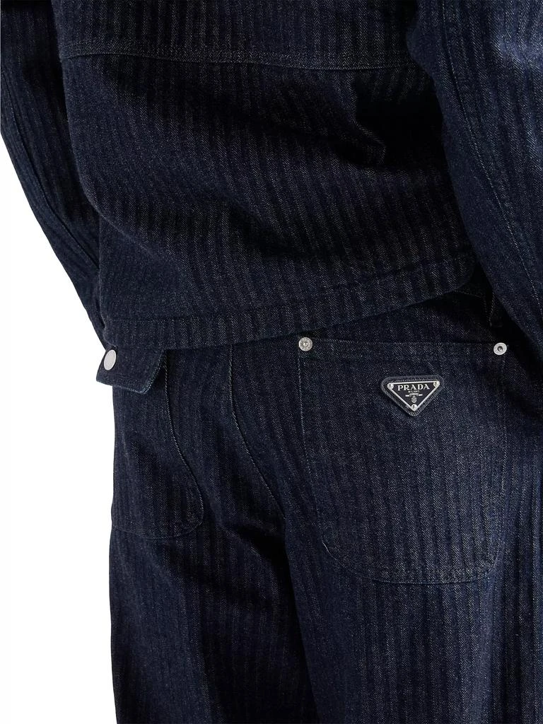 Prada Wide-Leg Chevron Denim Jeans 5