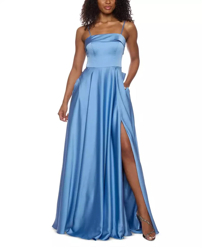 princess polly baby blue dress B. Darlin Womens Juniors Strapless Bow Evening Dress Blue 1/2 main image 0