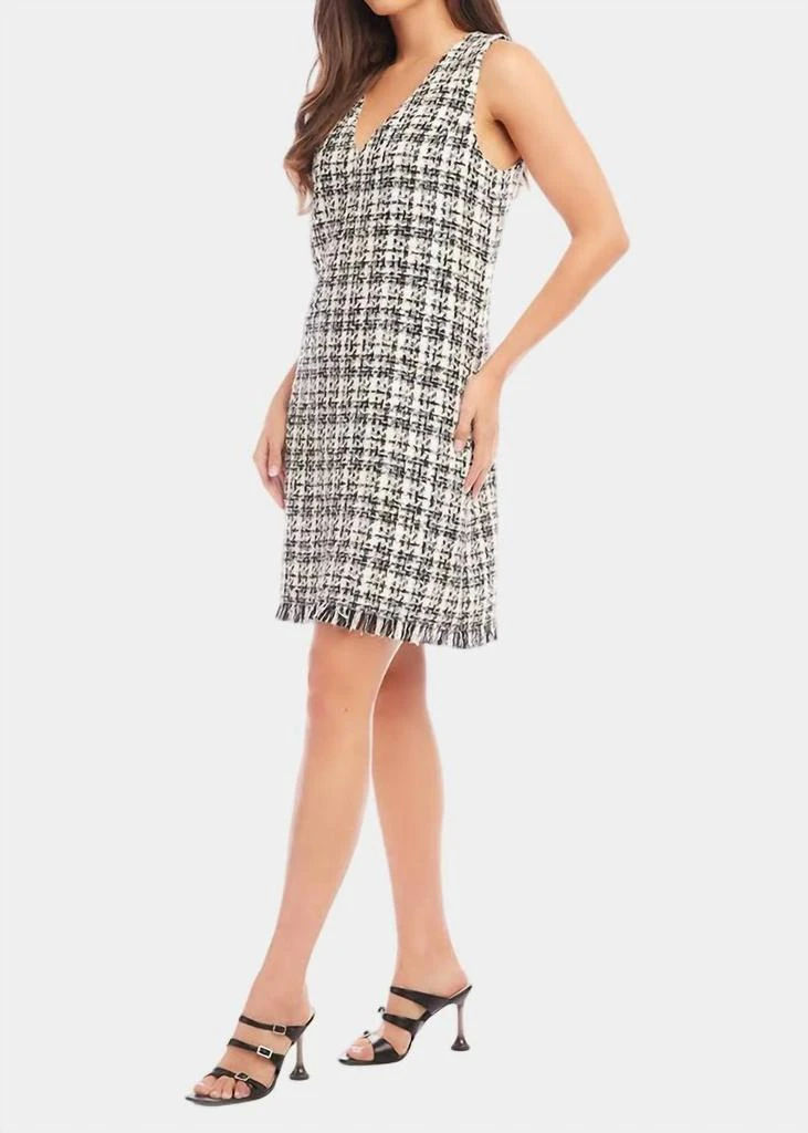 Karen Kane Tweed Shift Dress In Black/cream 2