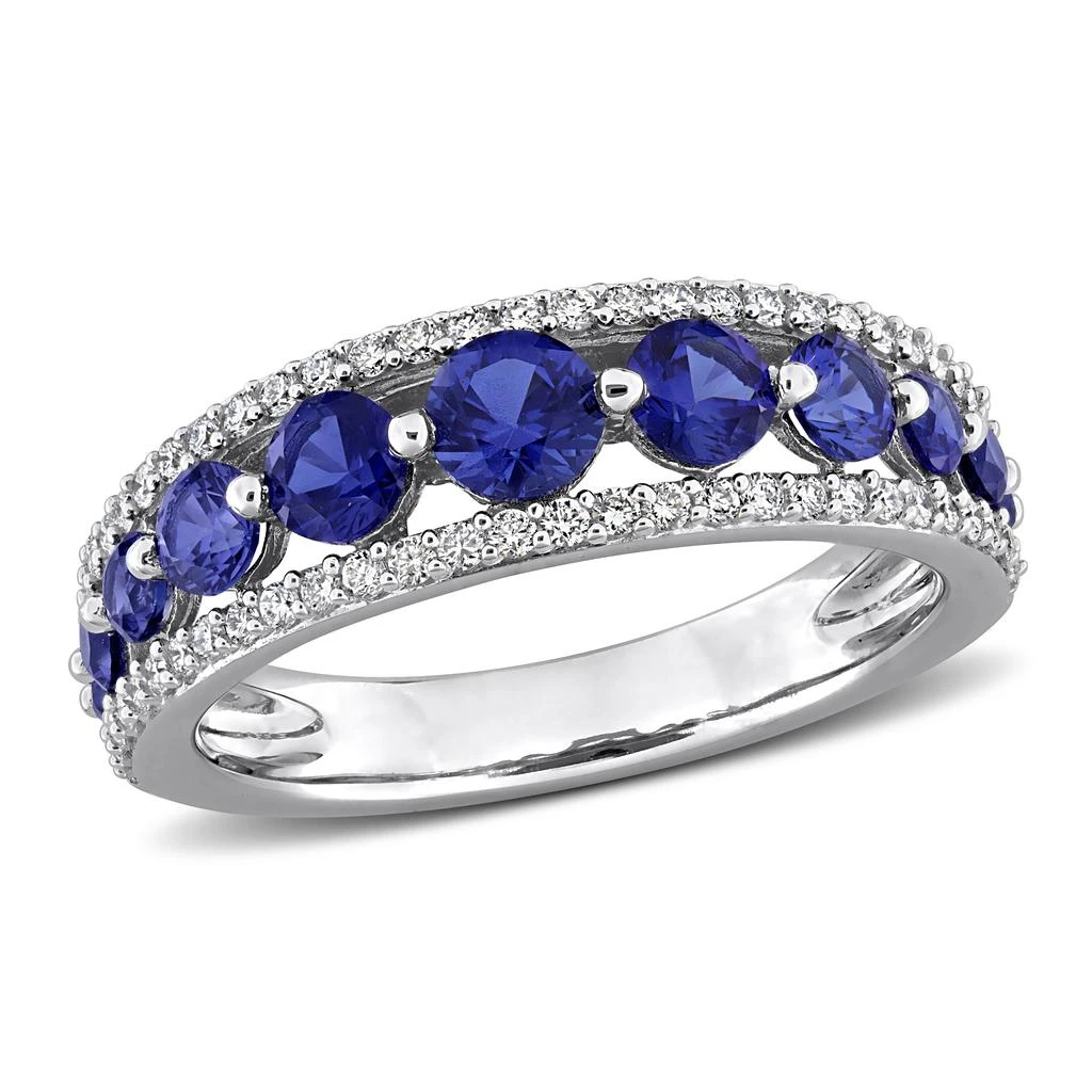 Mimi
Max Created Forver 1 1/2ct TGW Created Sapphire 1/3ct TW Lab-Grown Diamond Graduated Ring 14k White Gold