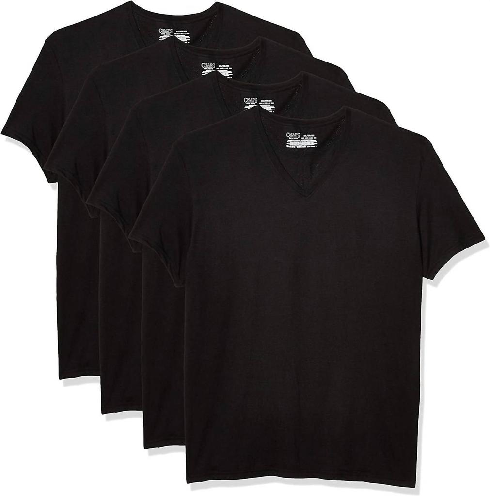 Chaps Men's 4-Pack Underwear V-Neck Shirt In Polo Black