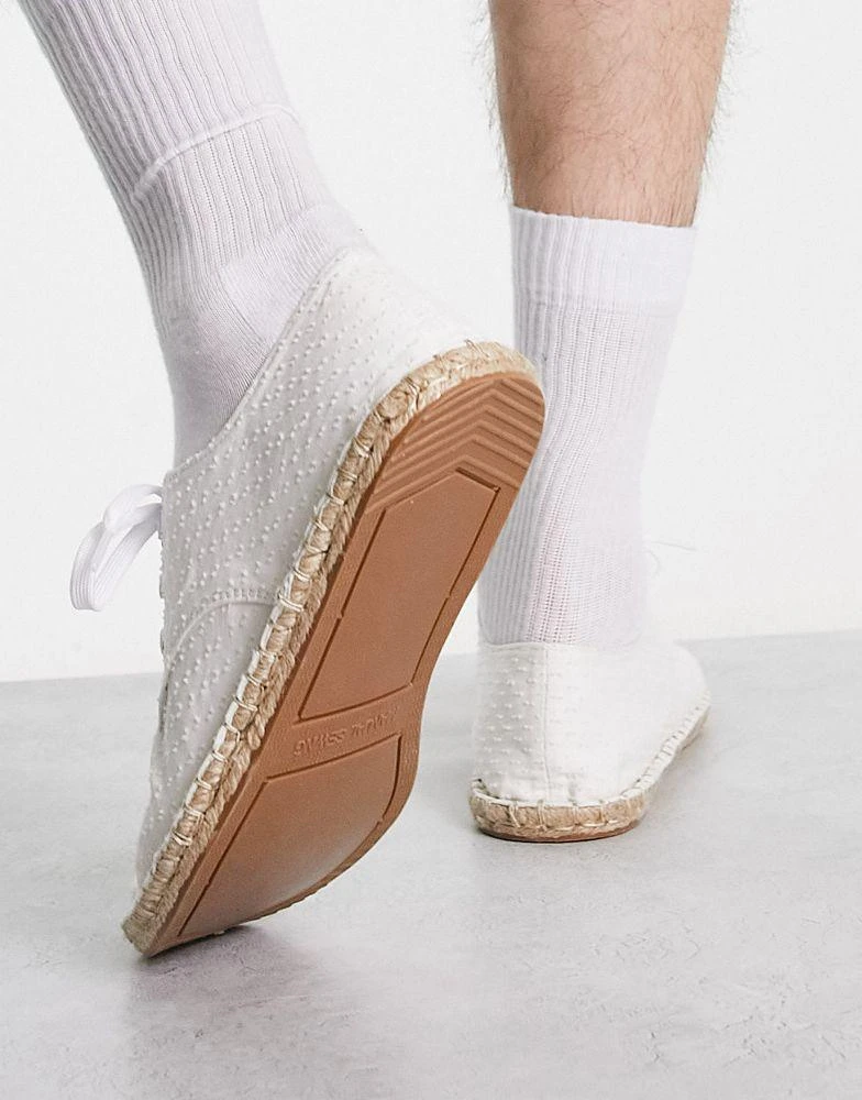 ASOS ASOS DESIGN lace up espadrilles in white textured canvas 3