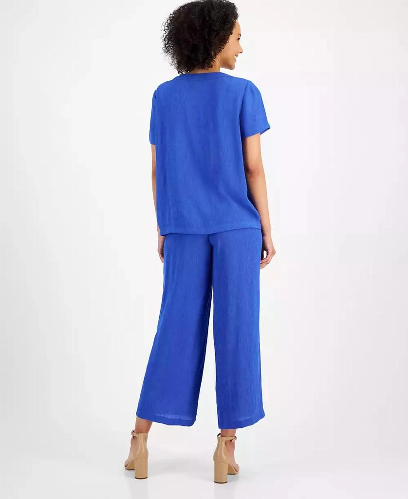 JM Collection Women's High Rise Solid Plissé Pants, Created for Macy's 6