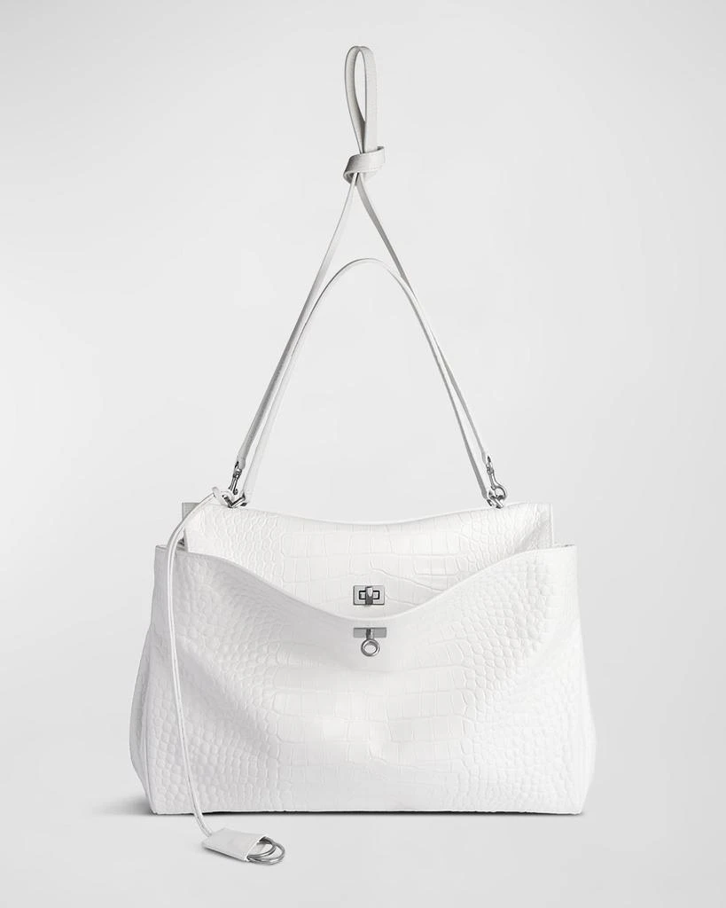 Balenciaga Rodeo Large Croc-Embossed Shoulder Bag 3