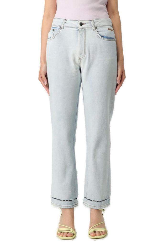 MSGM MSGM Logo Patch Straight-Leg Jeans