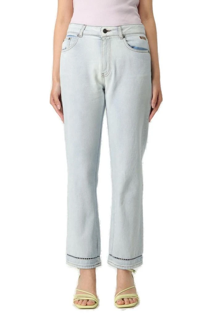 MSGM MSGM Logo Patch Straight-Leg Jeans 1