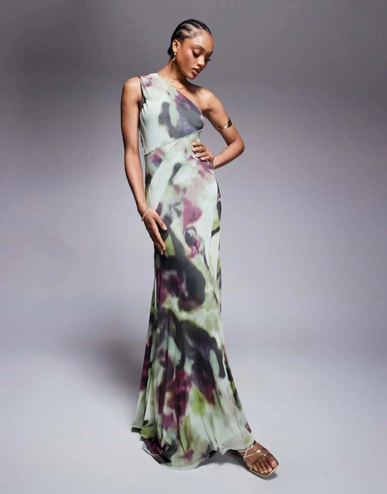 open lace back dress ASOS DESIGN Satin One Shoulder Wrap Maxi Dress With Open Back In Black main image 1