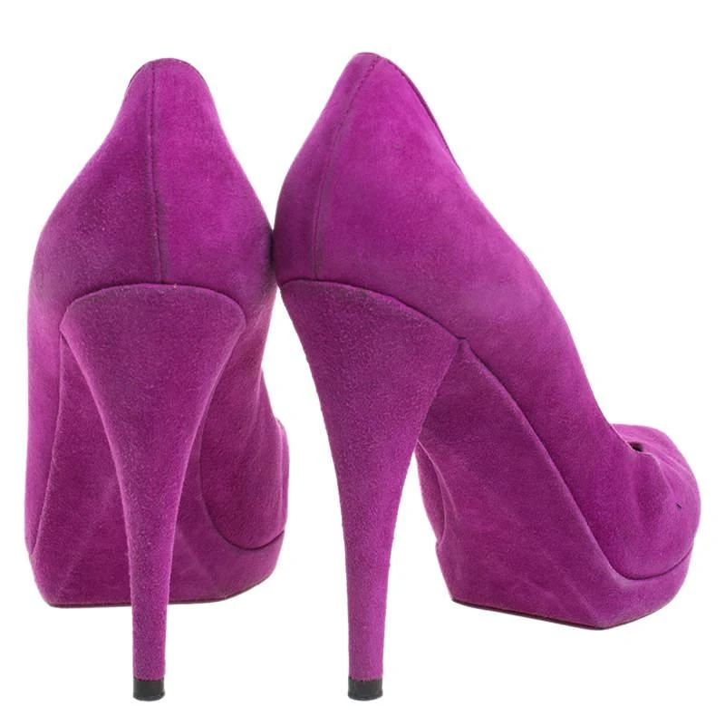 Yves Saint Laurent Saint Laurent Paris Purple Suede Janis Platform Pumps 37.5 5