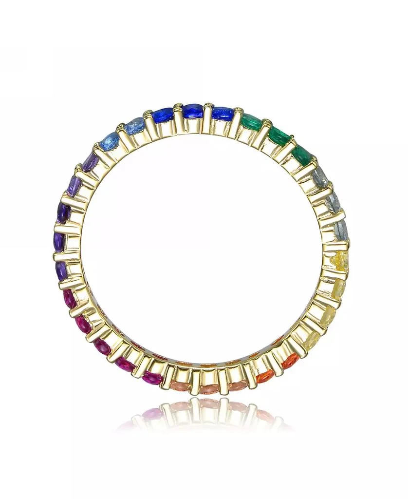 Genevive Sterling Silver 14K Gold Plating Cubic Zirconia Multicolored Eternity Ring 2
