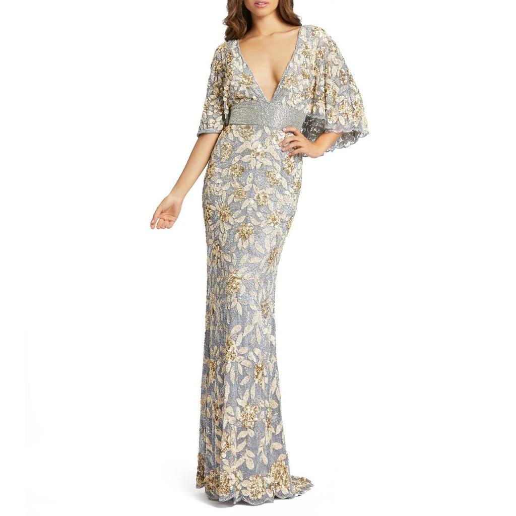Mac Duggal Womens Embellished Capelet Evening Dress 1