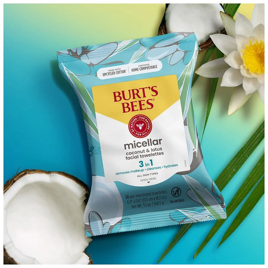 Burt's Bees Micellar Facial Towelettes Coconut and Lotus Water 5