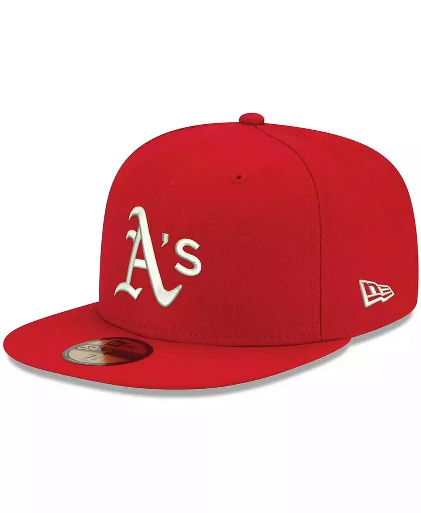 New Era Men's Red Oakland Athletics Logo White 59FIFTY Fitted Hat 1