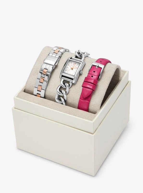 Michael Kors Petite Monroe Two-Tone and Crocodile-Embossed Leather Watch Strap Set 4