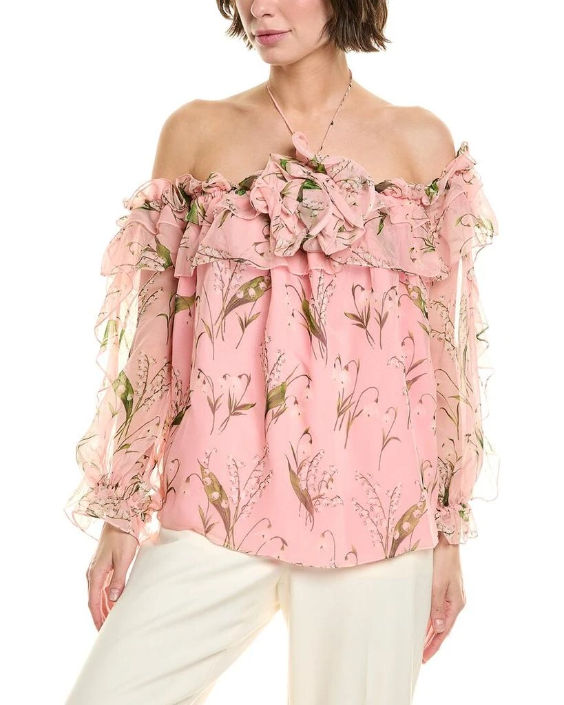 Carolina Herrera Ruffle Silk Top 1