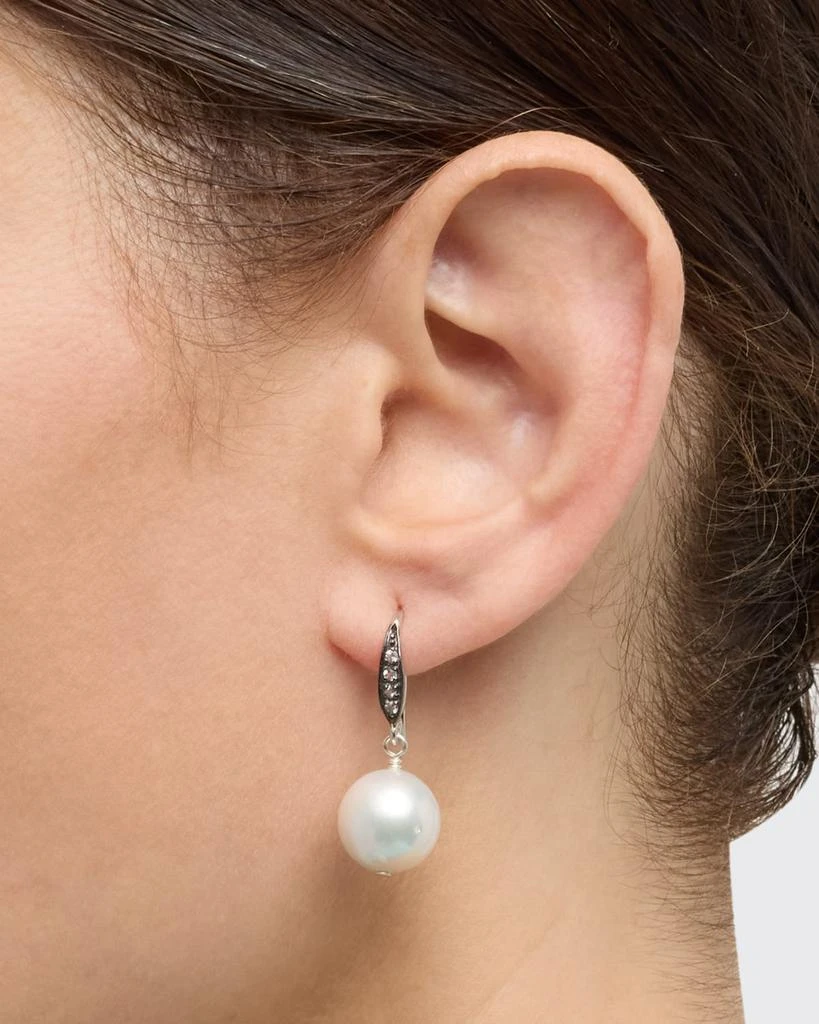 Margo Morrison White Edison Freshwater Pearl Earrings with White Sapphires 2
