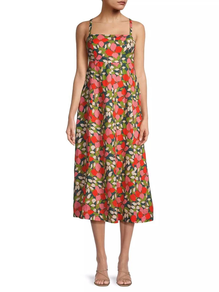 Birds of Paradis Sandrine Floral Linen Midi-Dress 3