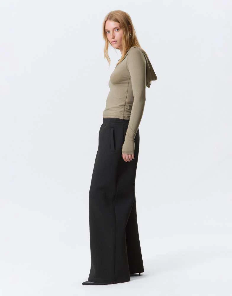 Weekday Weekday scuba wide leg sweatpants in black 3