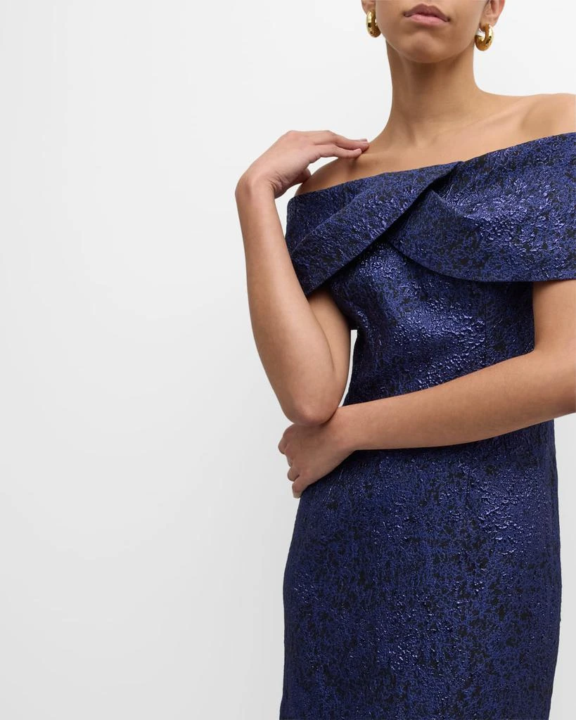 Teri Jon Off-Shoulder Jacquard Column Gown 7