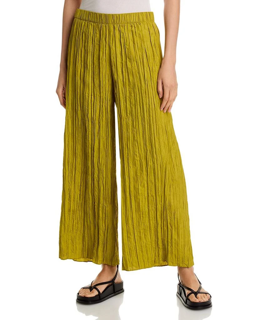 Eileen Fisher Crushed Silk Wide Leg Ankle Pants 1