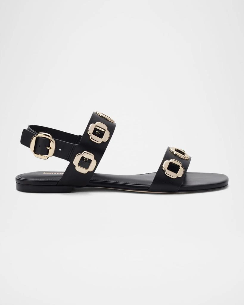 Larroude Milan Leather Flat Slingback Sandals 1