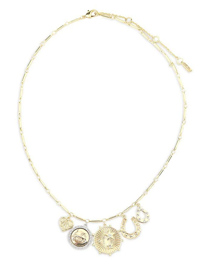 AQUA Crystal Horseshoe Mixed Charm Statement Necklace, 17"-19" - Exclusive