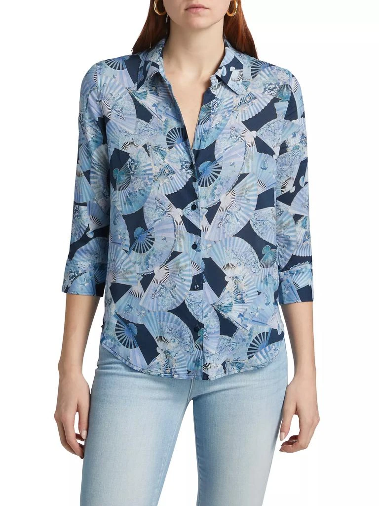 L'Agence Camille Abstract Fan Print Three-Quarter-Length-Sleeve Shirt 3