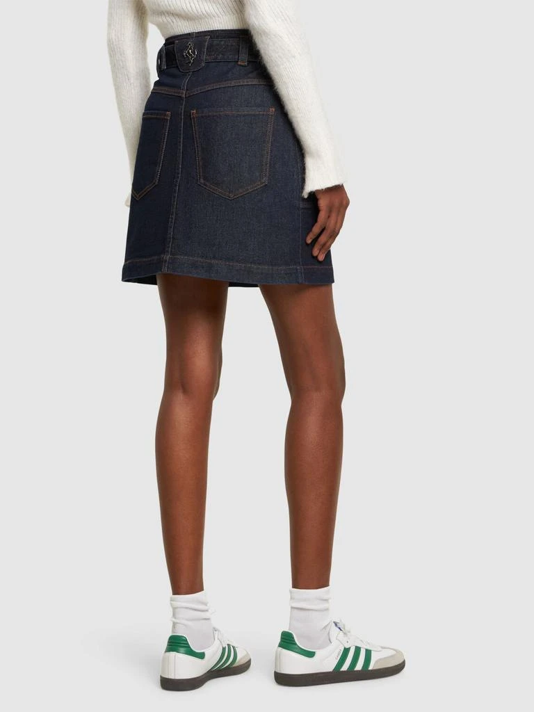 FERRARI Pleated Belted Denim Mini Wrap Skirt 2