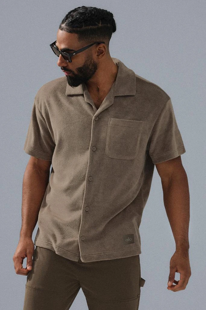 Alo Coastal Terry Button Up - Gravel 1