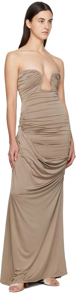 green emerald velvet dress Women's Dancing On Stars Striped Maxi Dress in Taupe main image 0